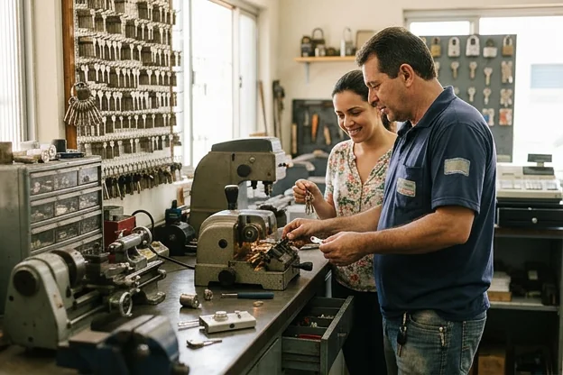 Chaveiro atendendo um cliente em Presidente Prudente com profissionalismo.